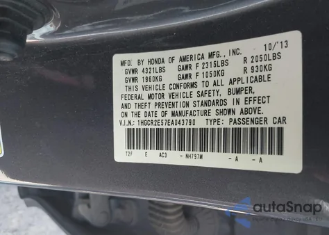 2014 Honda Accord Sport from USA, damaged, VIN 1HGCR2E57EA043790